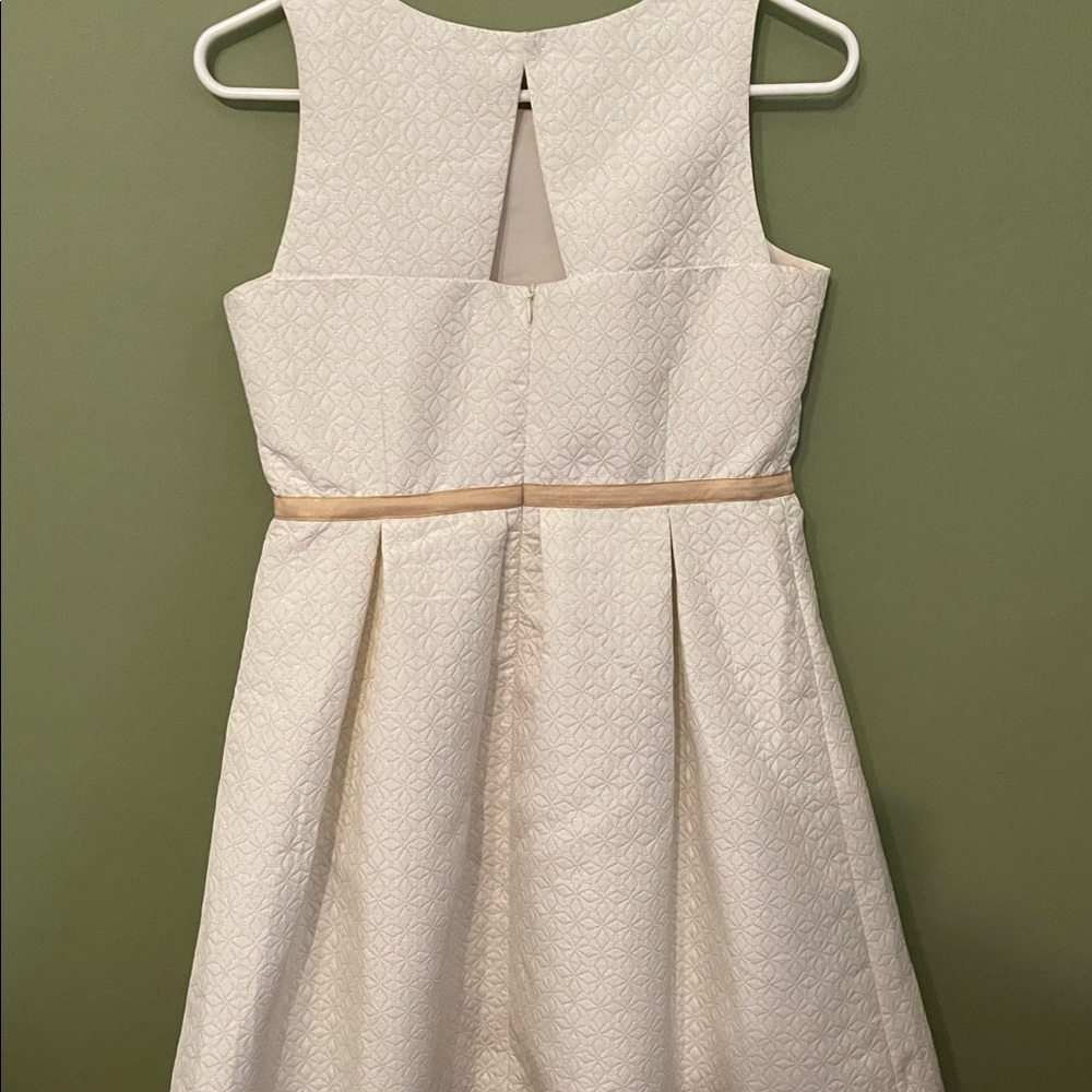 Girls winter white and gold formal party dress